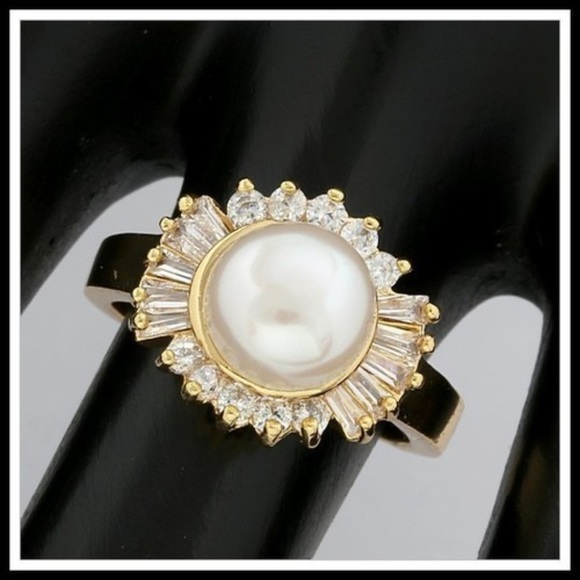 Fresh water Pearl and White sapphire Ring - Picture 3 of 4